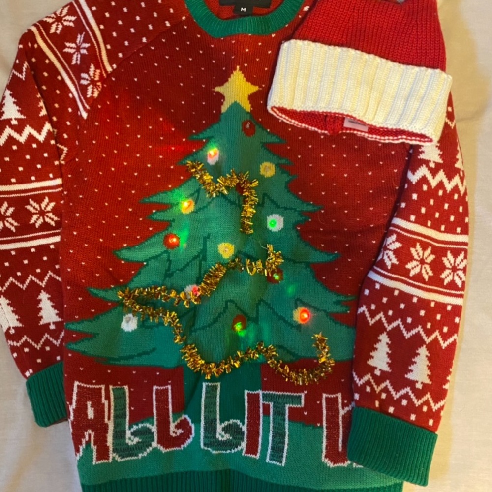Ugly christmas sweater with hat